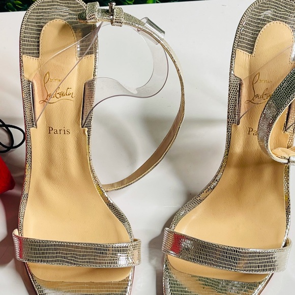 Christian Louboutin Silver/ Champagne Jonatina PVC - Picture 3 of 7
